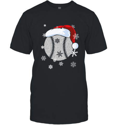 Baseball Ball Christmas Santa Hat Snowflakes Gift  Baseball Men's T-Shirt Men's T-Shirt / Black / S Men's T-Shirt - FordPhuMy