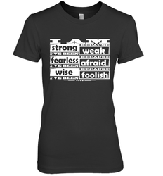 I am strong, fearless wise Best Novelty Gift Wing Inspirational Quote Women's Premium T-Shirt