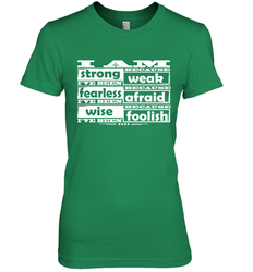 I am strong, fearless wise Best Novelty Gift Wing Inspirational Quote Women's Premium T-Shirt
