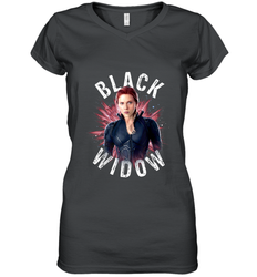 Avengers Endgame Black Widow Space Poster Graphic Women's V-Neck T-Shirt