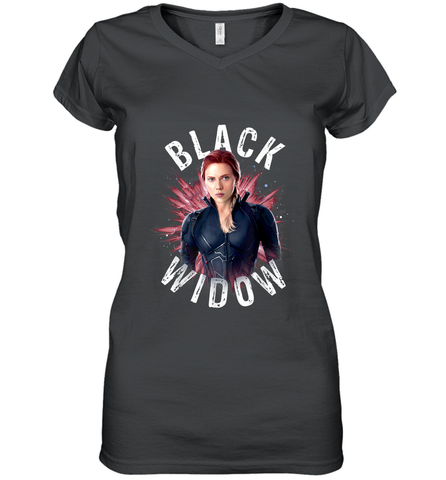 Avengers Endgame Black Widow Space Poster Graphic Women's V-Neck T-Shirt Women's V-Neck T-Shirt / Black / S Women's V-Neck T-Shirt - FordPhuMy