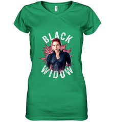 Avengers Endgame Black Widow Space Poster Graphic Women's V-Neck T-Shirt Women's V-Neck T-Shirt - FordPhuMy