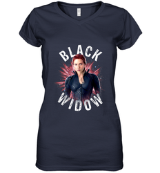 Avengers Endgame Black Widow Space Poster Graphic Women's V-Neck T-Shirt