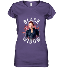 Avengers Endgame Black Widow Space Poster Graphic Women's V-Neck T-Shirt Women's V-Neck T-Shirt - FordPhuMy