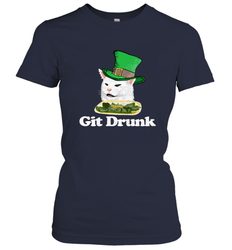 Git Drunk Funny Arguing Cat Meme St Patricks Day Women's T-Shirt