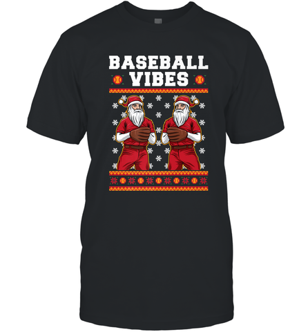 Baseball Vibes Christmas Baseball Player Santa Gift Holiday Men's T-Shirt Men's T-Shirt / Black / S Men's T-Shirt - FordPhuMy