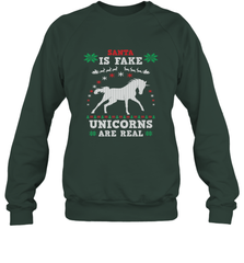 Santa Is Fake Unicorns Are Real Cute Ugly Christmas Sweater Crewneck Sweatshirt Crewneck Sweatshirt - FordPhuMy