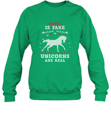 Santa Is Fake Unicorns Are Real Cute Ugly Christmas Sweater Crewneck Sweatshirt Crewneck Sweatshirt - FordPhuMy