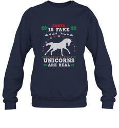 Santa Is Fake Unicorns Are Real Cute Ugly Christmas Sweater Crewneck Sweatshirt
