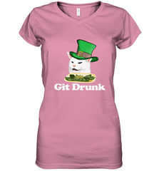 Git Drunk Funny Arguing Cat Meme St Patricks Day Women's V-Neck T-Shirt Women's V-Neck T-Shirt - FordPhuMy