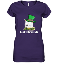 Git Drunk Funny Arguing Cat Meme St Patricks Day Women's V-Neck T-Shirt Women's V-Neck T-Shirt - FordPhuMy