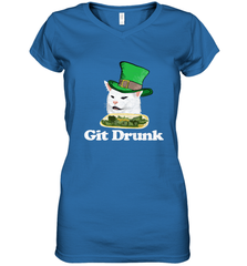 Git Drunk Funny Arguing Cat Meme St Patricks Day Women's V-Neck T-Shirt Women's V-Neck T-Shirt - FordPhuMy