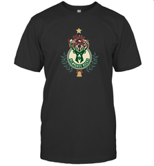 NBA Milwaukee Bucks Logo merry Christmas gilf Men's T-Shirt Men's T-Shirt - FordPhuMy
