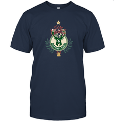 NBA Milwaukee Bucks Logo merry Christmas gilf Men's T-Shirt Men's T-Shirt - FordPhuMy
