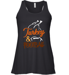 Turkey And Football Thanksgiving Day Football Fan Holiday Women's Racerback Tank