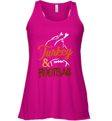 Turkey And Football Thanksgiving Day Football Fan Holiday Women's Racerback Tank Women's Racerback Tank - FordPhuMy