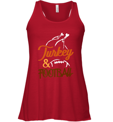Turkey And Football Thanksgiving Day Football Fan Holiday Women's Racerback Tank