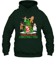 Dabbing Around Christmas Tree Baseball Snowman Santa Hooded Sweatshirt Hooded Sweatshirt - FordPhuMy