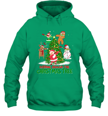 Dabbing Around Christmas Tree Baseball Snowman Santa Hooded Sweatshirt Hooded Sweatshirt - FordPhuMy