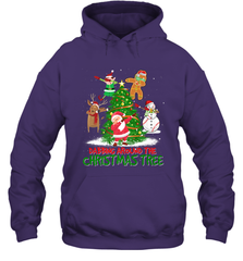 Dabbing Around Christmas Tree Baseball Snowman Santa Hooded Sweatshirt Hooded Sweatshirt - FordPhuMy