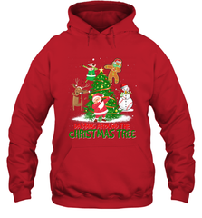 Dabbing Around Christmas Tree Baseball Snowman Santa Hooded Sweatshirt Hooded Sweatshirt - FordPhuMy