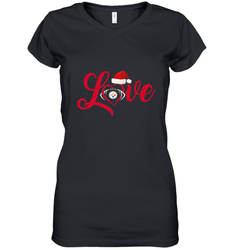 NFL Pittsburgh Steelers Logo Christmas Santa Hat Love Heart Football Team Women's V-Neck T-Shirt