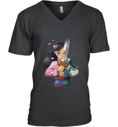 Disney Mulan Anime Half Girl Half Warrior Men's V-Neck