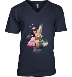 Disney Mulan Anime Half Girl Half Warrior Men's V-Neck
