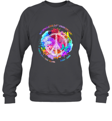 Woodstocks 50th Anniversary Peace Love tee Crewneck Sweatshirt Crewneck Sweatshirt - FordPhuMy