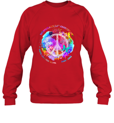 Woodstocks 50th Anniversary Peace Love tee Crewneck Sweatshirt Crewneck Sweatshirt - FordPhuMy