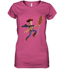 Disney PIXAR Toy Story Halloween Woody Women's V-Neck T-Shirt Women's V-Neck T-Shirt - FordPhuMy