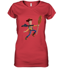 Disney PIXAR Toy Story Halloween Woody Women's V-Neck T-Shirt Women's V-Neck T-Shirt - FordPhuMy