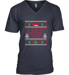 Oldest Claus Santa Hat Christmas Gift Matching Family Ugly Men's V-Neck