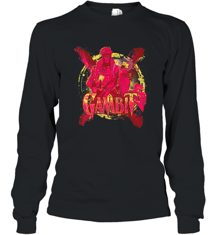 Marvel X Men Gambit Retro 90s Long Sleeve T-Shirt Long Sleeve T-Shirt / Black / S Long Sleeve T-Shirt - FordPhuMy