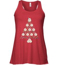 Baseball Balls Christmas Tree lights Xmas Gift Holiday Women's Racerback Tank
