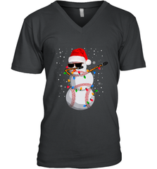 Dabbing Snowman Baseball Christmas Lights Pajama Tee Men's V-Neck Men's V-Neck - FordPhuMy