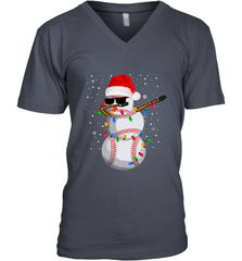 Dabbing Snowman Baseball Christmas Lights Pajama Tee Men's V-Neck Men's V-Neck - FordPhuMy