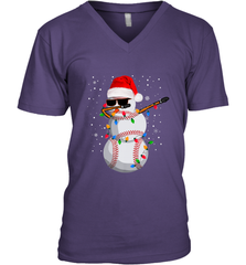 Dabbing Snowman Baseball Christmas Lights Pajama Tee Men's V-Neck Men's V-Neck - FordPhuMy