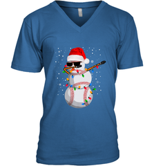Dabbing Snowman Baseball Christmas Lights Pajama Tee Men's V-Neck Men's V-Neck - FordPhuMy