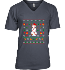 Christmas Baseball Snowman Reindeer In A Santa Hat Pajama Men's V-Neck Men's V-Neck - FordPhuMy