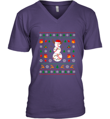 Christmas Baseball Snowman Reindeer In A Santa Hat Pajama Men's V-Neck Men's V-Neck - FordPhuMy