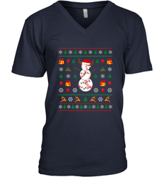 Christmas Baseball Snowman Reindeer In A Santa Hat Pajama Men's V-Neck