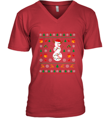Christmas Baseball Snowman Reindeer In A Santa Hat Pajama Men's V-Neck Men's V-Neck - FordPhuMy