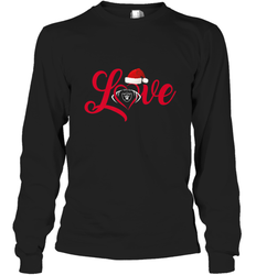 NFL Oakland Raiders Logo Christmas Santa Hat Love Heart Football Team Long Sleeve T-Shirt