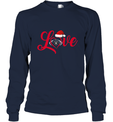 NFL Oakland Raiders Logo Christmas Santa Hat Love Heart Football Team Long Sleeve T-Shirt