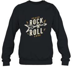 Peace Rock and Roll Love Music Guitar Retro Hippie Crewneck Sweatshirt