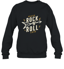 Peace Rock and Roll Love Music Guitar Retro Hippie Crewneck Sweatshirt Crewneck Sweatshirt - FordPhuMy