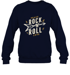 Peace Rock and Roll Love Music Guitar Retro Hippie Crewneck Sweatshirt