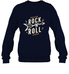 Peace Rock and Roll Love Music Guitar Retro Hippie Crewneck Sweatshirt Crewneck Sweatshirt - FordPhuMy