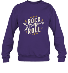 Peace Rock and Roll Love Music Guitar Retro Hippie Crewneck Sweatshirt Crewneck Sweatshirt - FordPhuMy
